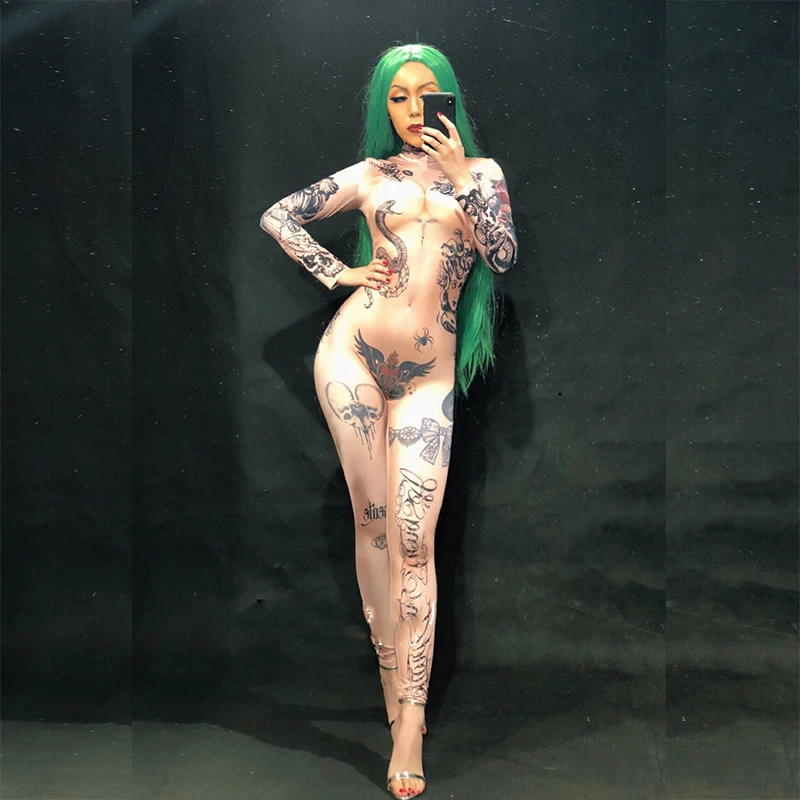 samarbejde stjerne announcer tattoo bodysuit female